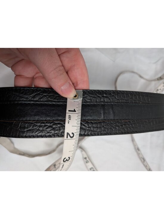 Vintage Gianni Versace Black Leather Croc Embossed Belt 70/28 Italy
